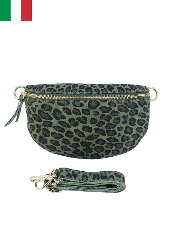 Torebka na ramię ze skóry zamszowej w panterkę. Rozmiar S IT2313-LEOPARD