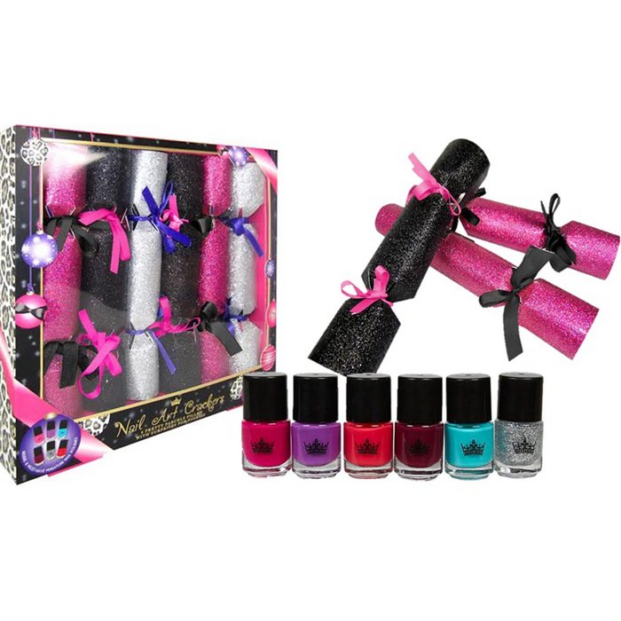 Gift Box of 6 Christmas Crackers "Nail Polish"
