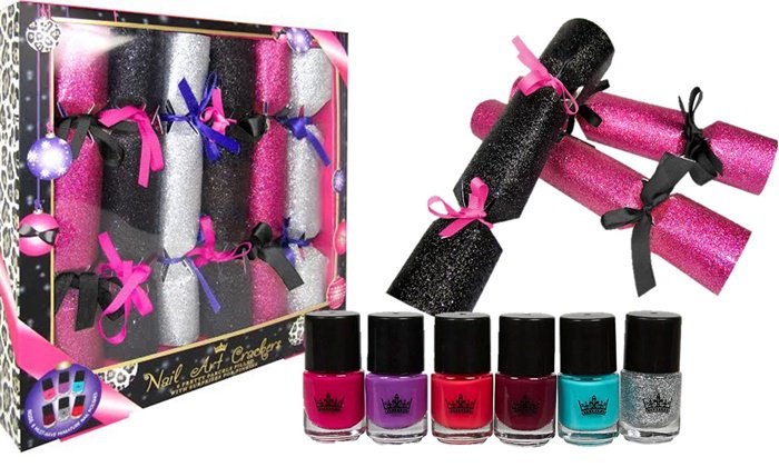 Gift Box of 6 Christmas Crackers "Nail Polish"
