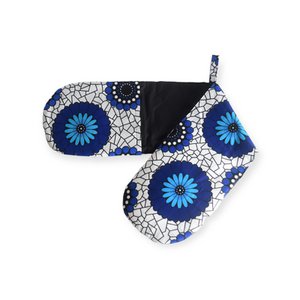 Double Oven Glove Blue White Circles