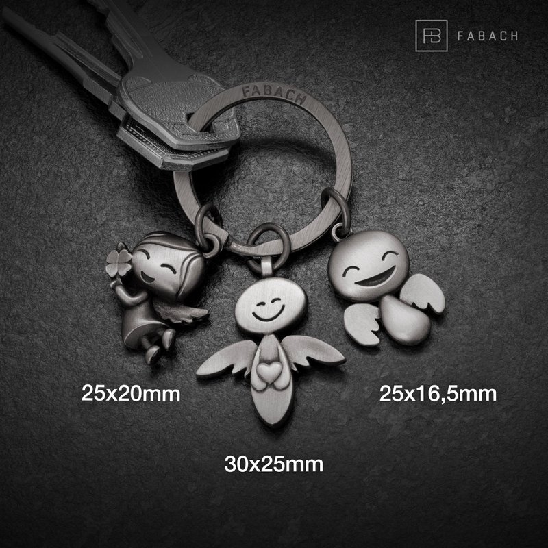 "3 engle" skytsengel nøglering - engle lykkeamulet - lykke engel