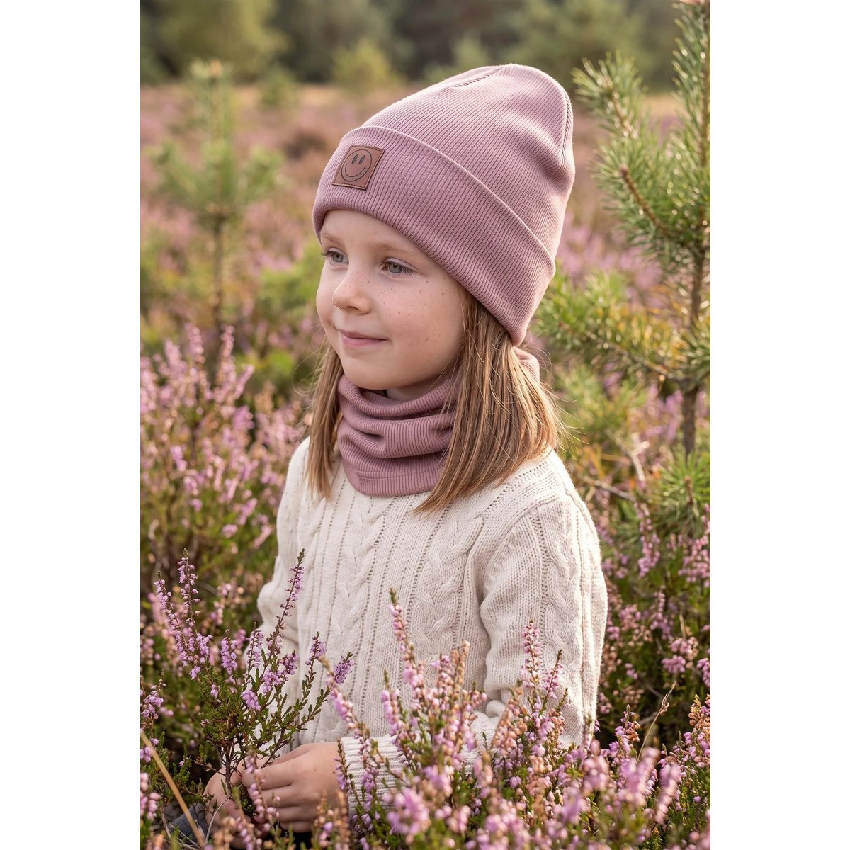 Set cappello e sciarpa SMILE - cotone - erica