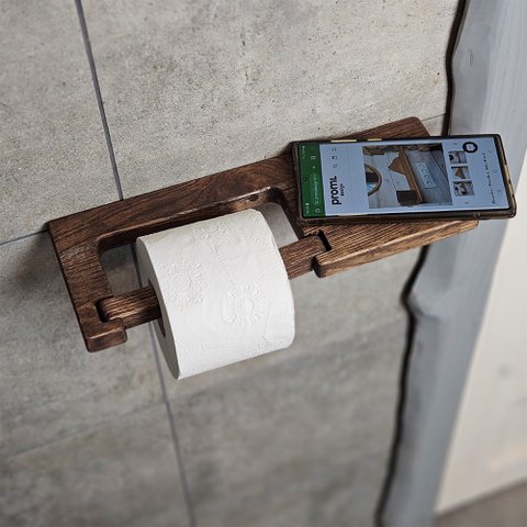 Rustikale Wandmontage -Toilettenpapierhalter mit Regal, Bad Organizer für TP -Lagerung und zusätzlicher Rollhalter