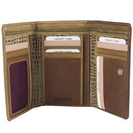 Sunsa Damen Geldbörse. Leder Geldbeutel. Portemonnaie mit RFID Schutz. Brieftasche aus Leder. Große Geldbörse für Frauen mit vielen Kreditkartenfächern- Wallet für Damen, Geschenkidee