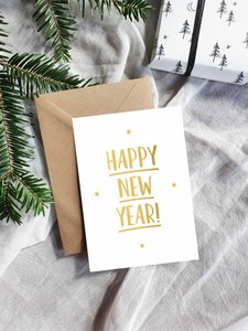Postkarte - frohes neues Jahr - Goldfolie