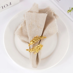 Towel round - double leaf - silver or golden