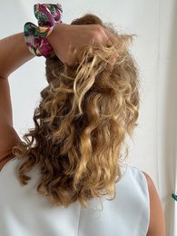 Scrunchie - Bunte Chiffon Blumen - Recycelt