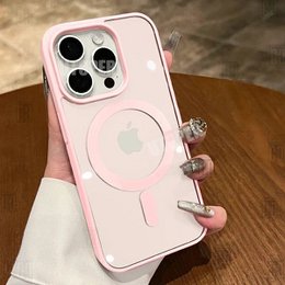 Pink gennemsigtigt akrylcover til iPhone 17 Air 16 15 14 13 12 11 Pro Max Plus hårdt stødsikkert kraftigt magnetisk Magsafe cover