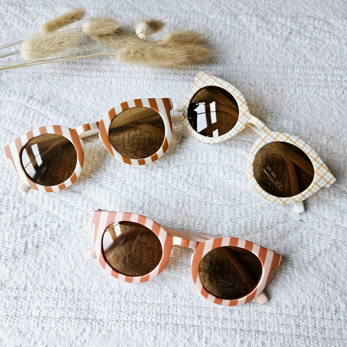 Gafas de sol para bebés y niños con cuadros UV400 - Beige