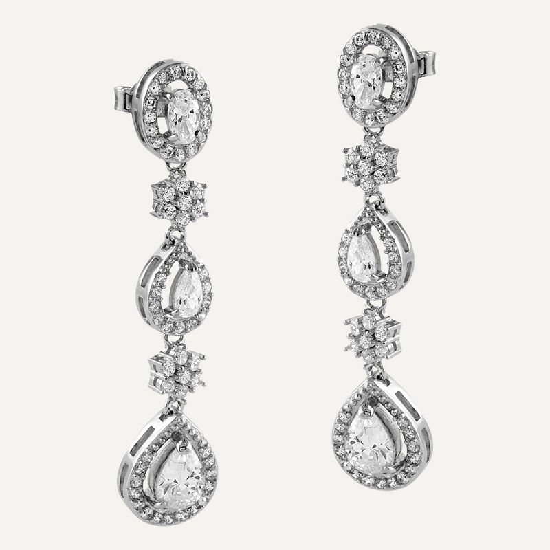 Pendientes plata y circonitas blancas