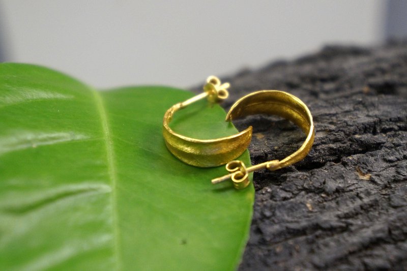 Olive Leaf Earrings: Mini Hoops in Silver or Gold (Unisex)