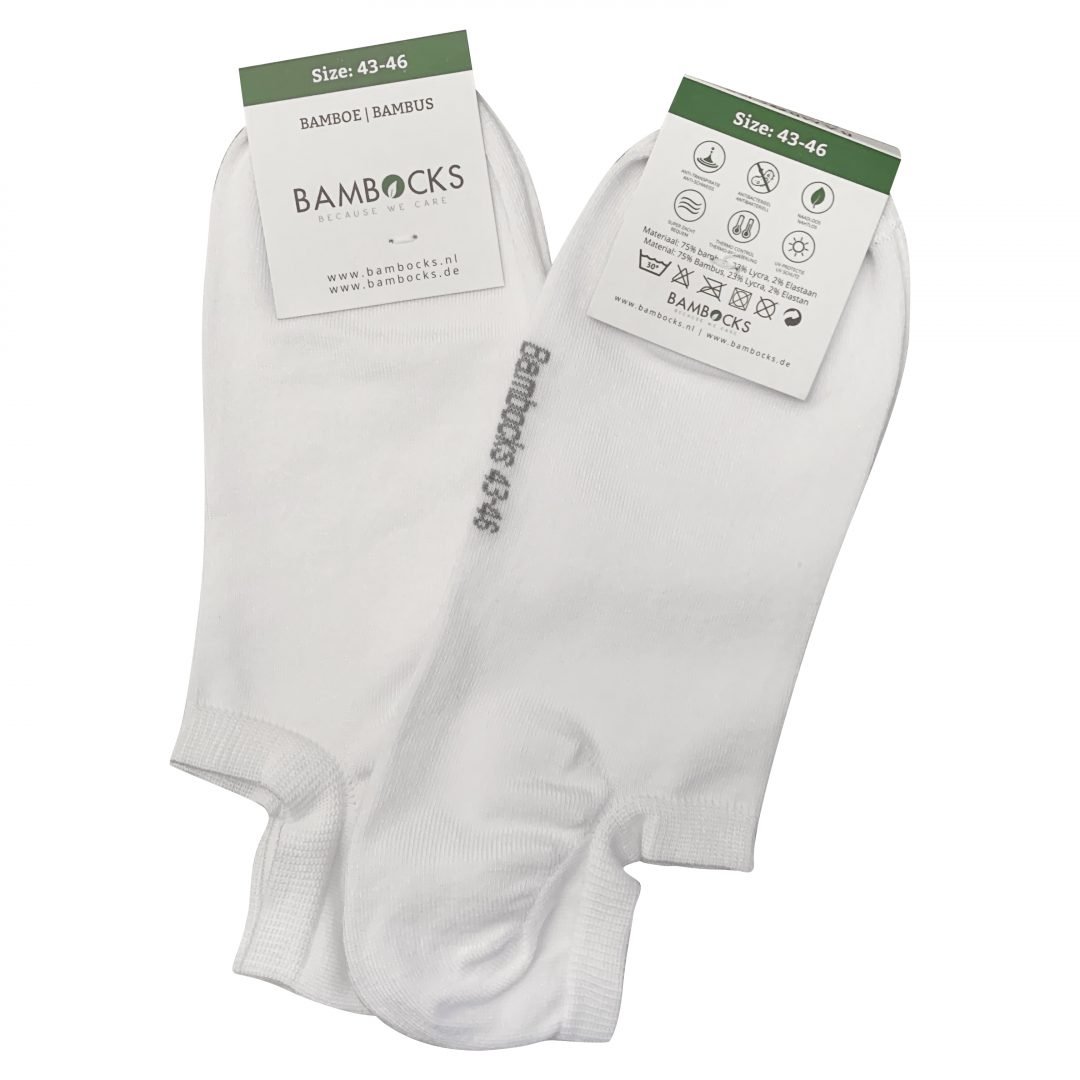 Bambocks Bambus No Show Sneaker Socken 4 Paar Weiß