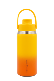  Thermal insulated canvas bottle, tulip yellow to orange gradient, cylindrical shape, carry handle, 355/473/710ml sizes