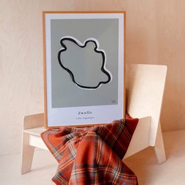 Wall art print featuring a minimalist abstract design in black and gray. Available in multiple sizes from A4 to 50x70 cm.