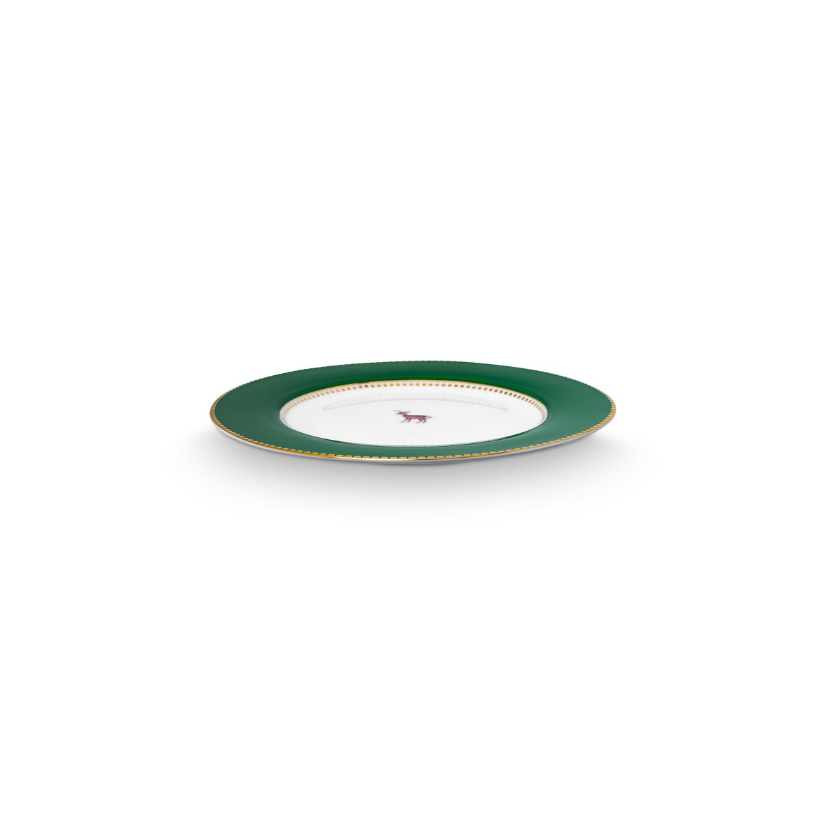 Plate Love Birds Deer Dark Green 17cm