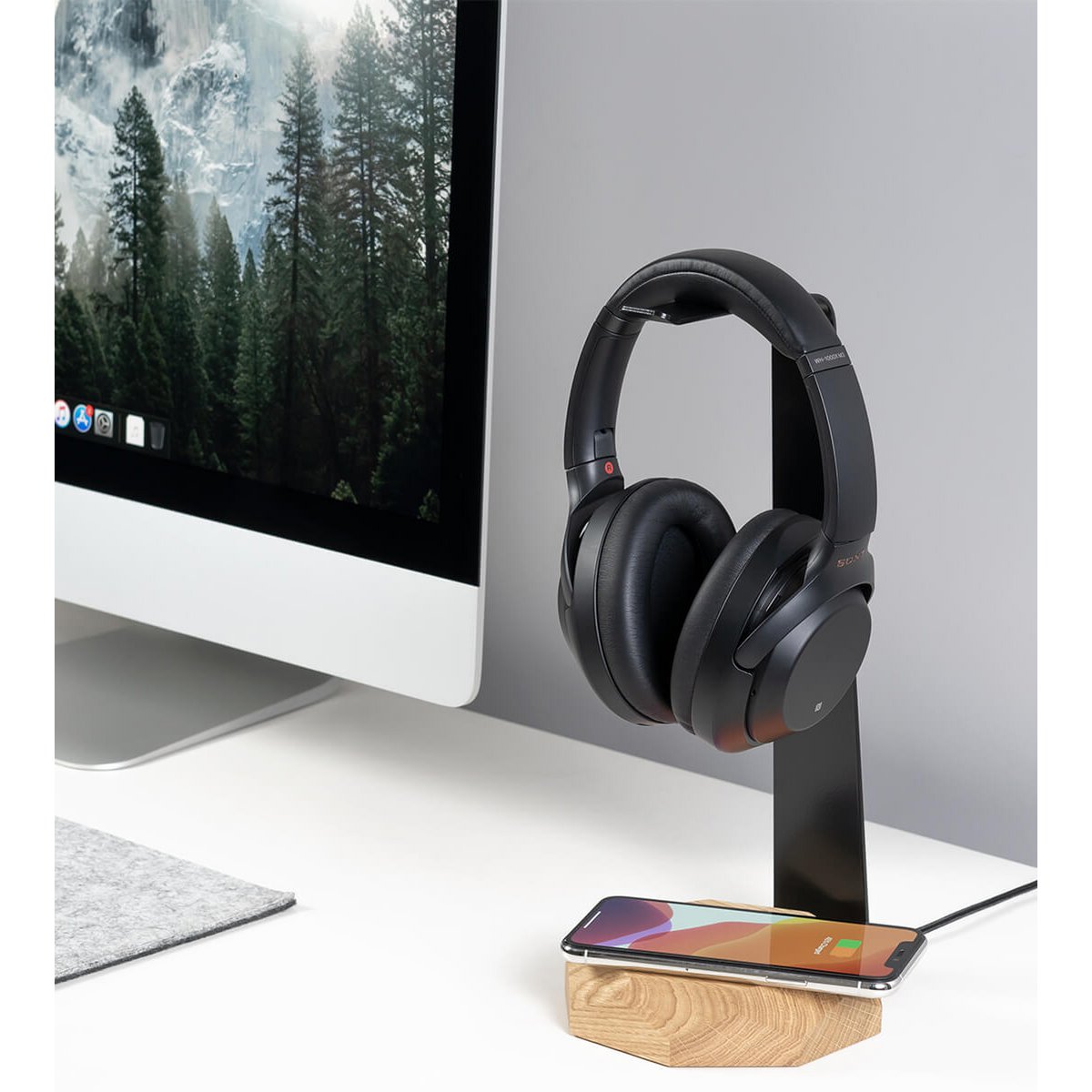 Soporte y cargador para auriculares 2 en 1
