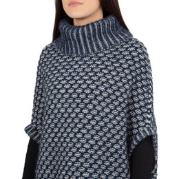 Susanne - Jacquard Poncho de dos tono en lana de alpaca