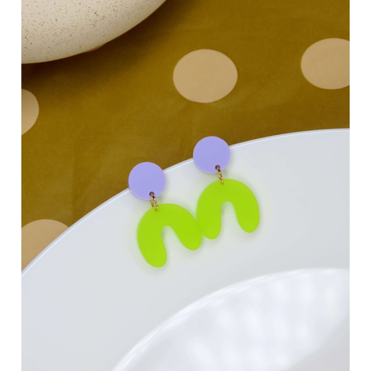 Lime Lilac Arch Arch Earrings