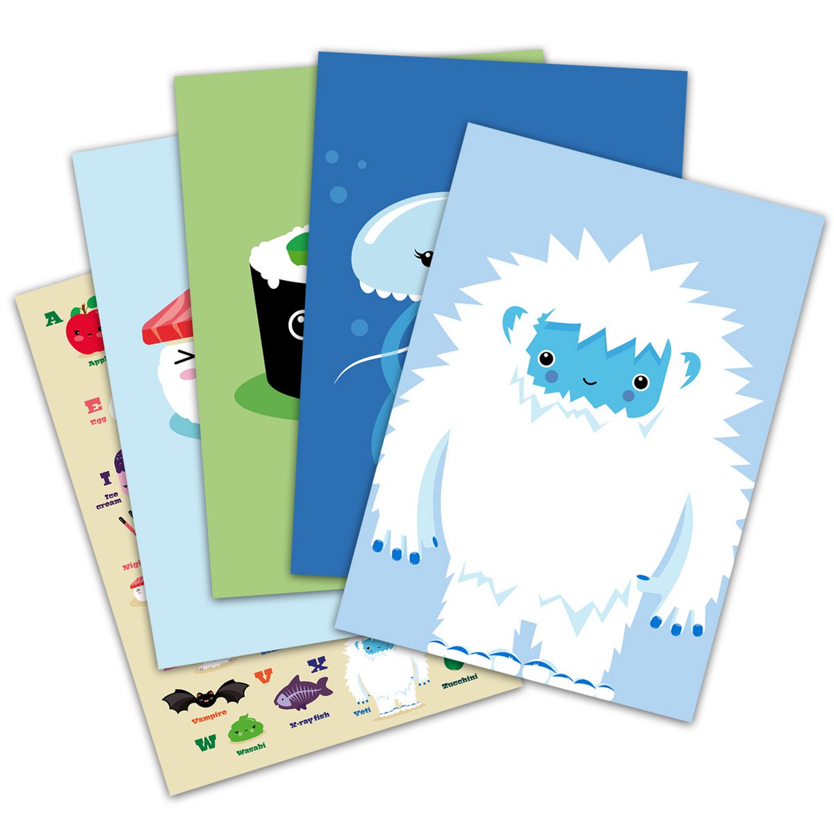 A4 Bilder-Set mit 5 Kawaii-Motiven für Kinder