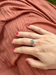 Stainless Steel Ring with real Forget-me-not flower
