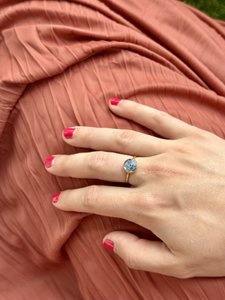 Stainless Steel Ring with real Forget-me-not flower