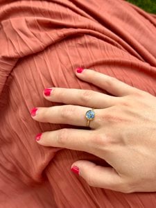 Stainless Steel Ring with real Forget-me-not flower
