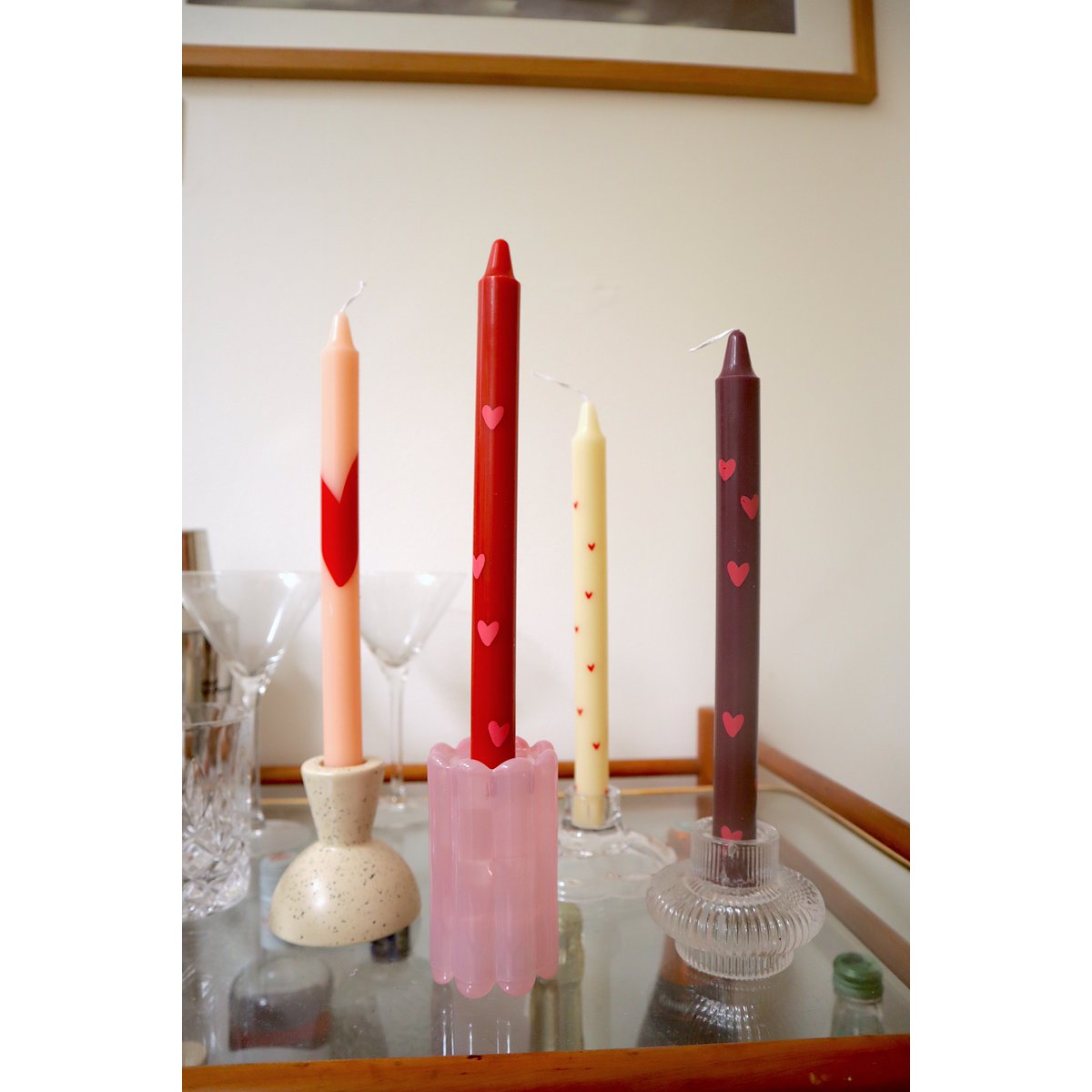 Design Dinner candles - Set of 4 - Hearts On Fire