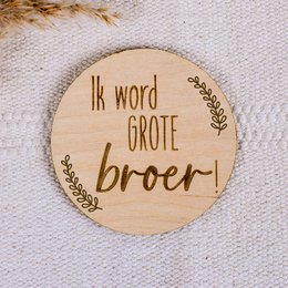 Plaque en bois avec texte - Je vais être grand frère