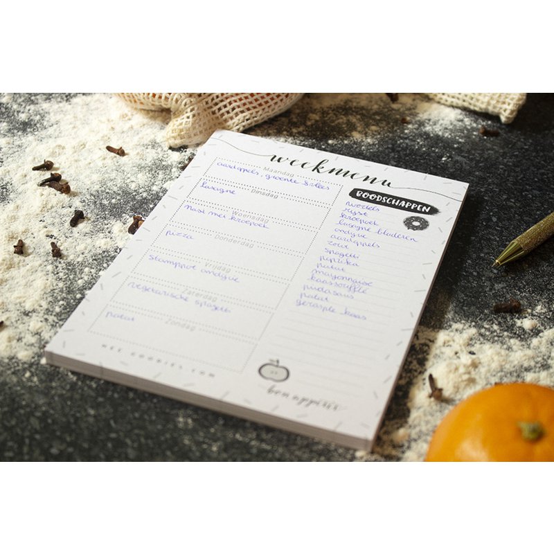 Meal Planner Paper A5 Black White // Notepad Menu Planner