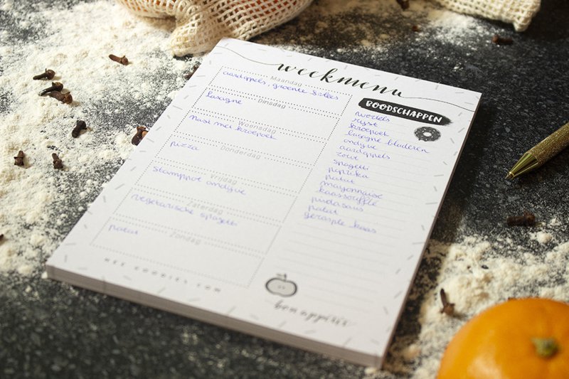 Meal Planner Paper A5 Black White // Notepad Menu Planner