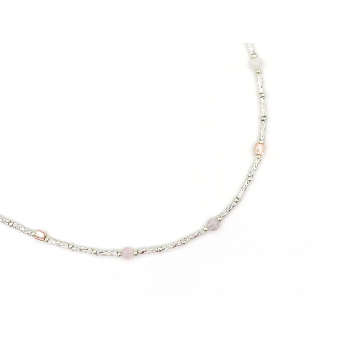Ketting Fira morganiet en amethyst, zilver of goud roestvrijstaal