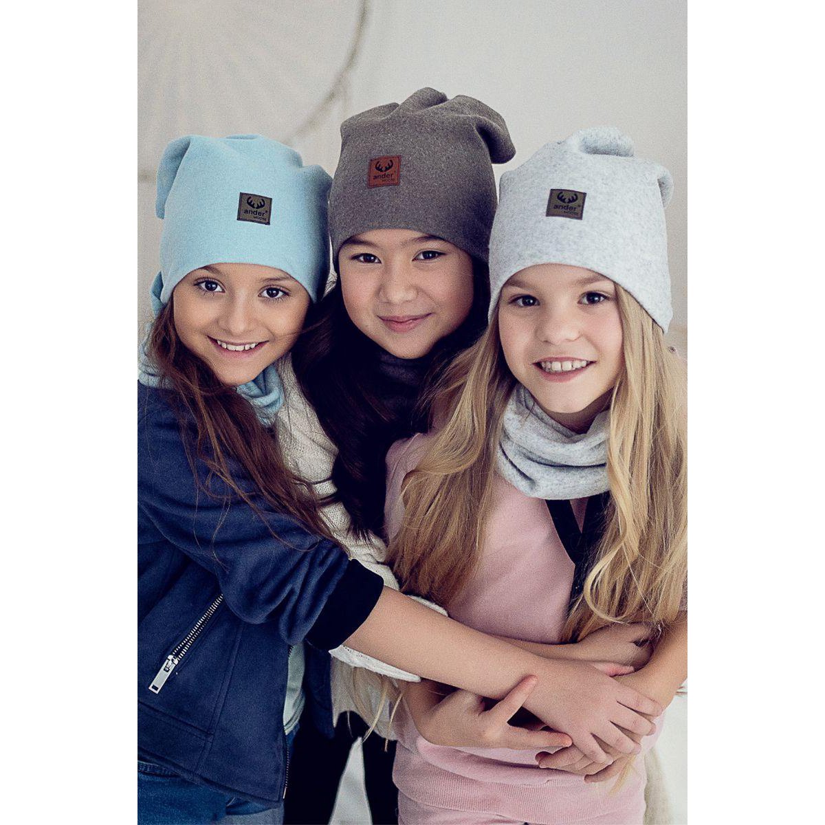 Bonnet BENIAMINA avec snood - ROSE CLAIR