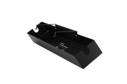  Black underdesk organizer tray, rectangular shape, cable management, desk storage organizer, modern minimalist design.