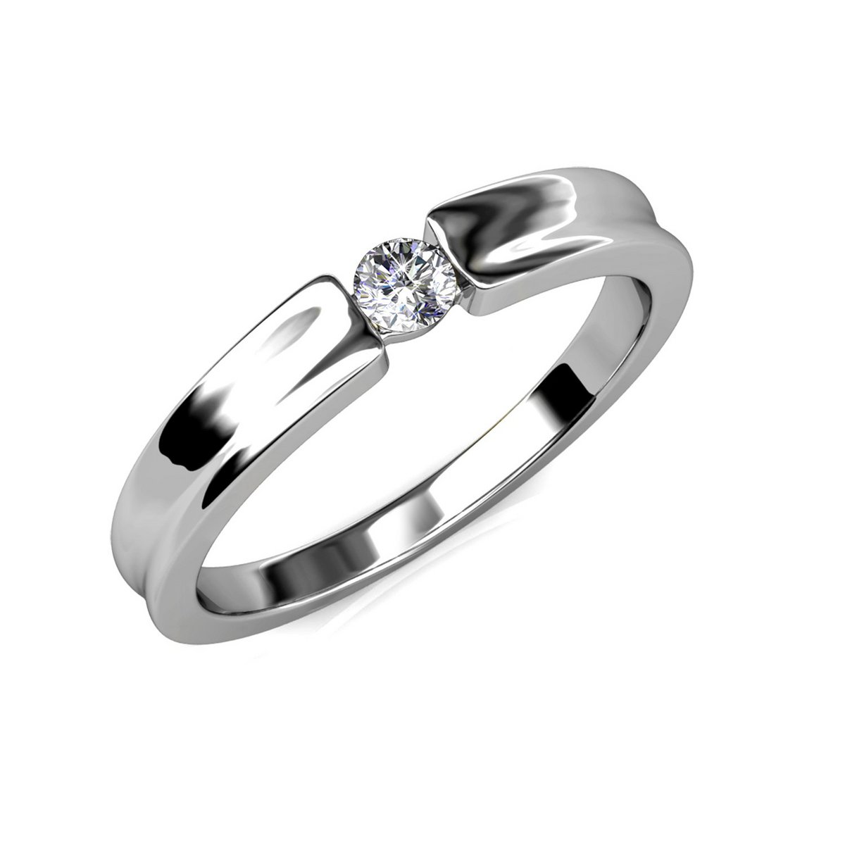 Bague Simplicity - ArgentÃ© et Cristal