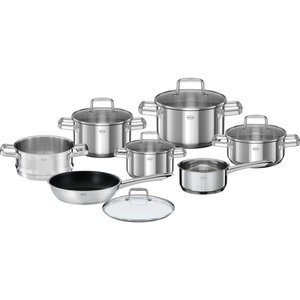 Rösle Kitchen - Moments Pan set Including steamer set of 8 pieces - Silver