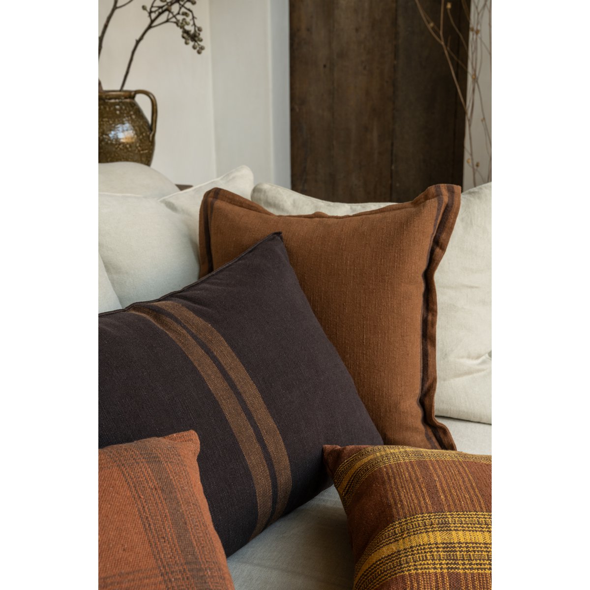 Cushion Cotton-Linen Brown/Caramel 50x70cm