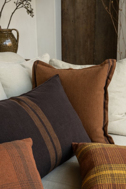 Cushion Cotton-Linen Brown/Caramel 50x70cm