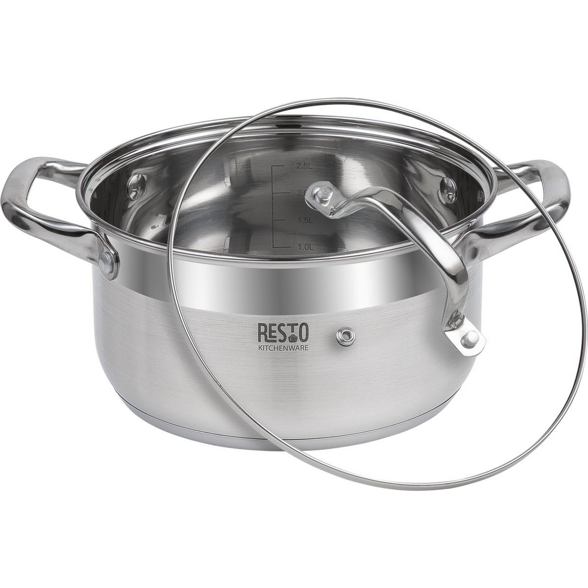 RESTO 92003 Libra Kookpan - 3.6 Liter - Rond Ø20 cm - Roestvrijstaal - Inductie Pan - Braadpan met Glazen Deksel