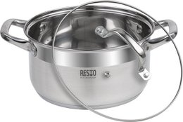 RESTO 92003 Pentola Libra - 3,6 litri - Rotonda Ø20 cm - Acciaio inossidabile - Pentola a induzione - Padella con coperchio in vetro