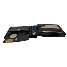Wallet men's black rfid anti skim real leather