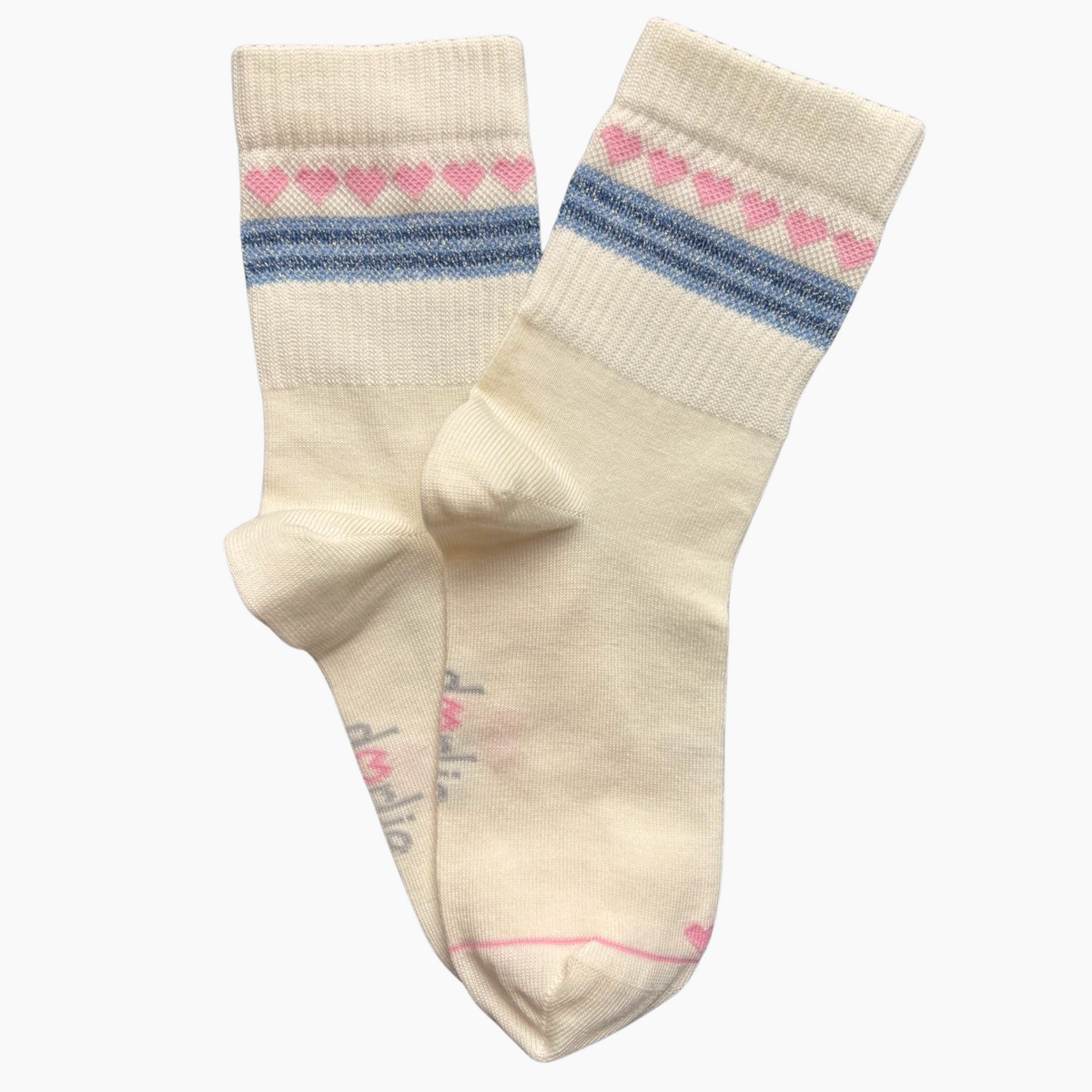 Glitzersocken mit Herzchenkette – rosa & blau
