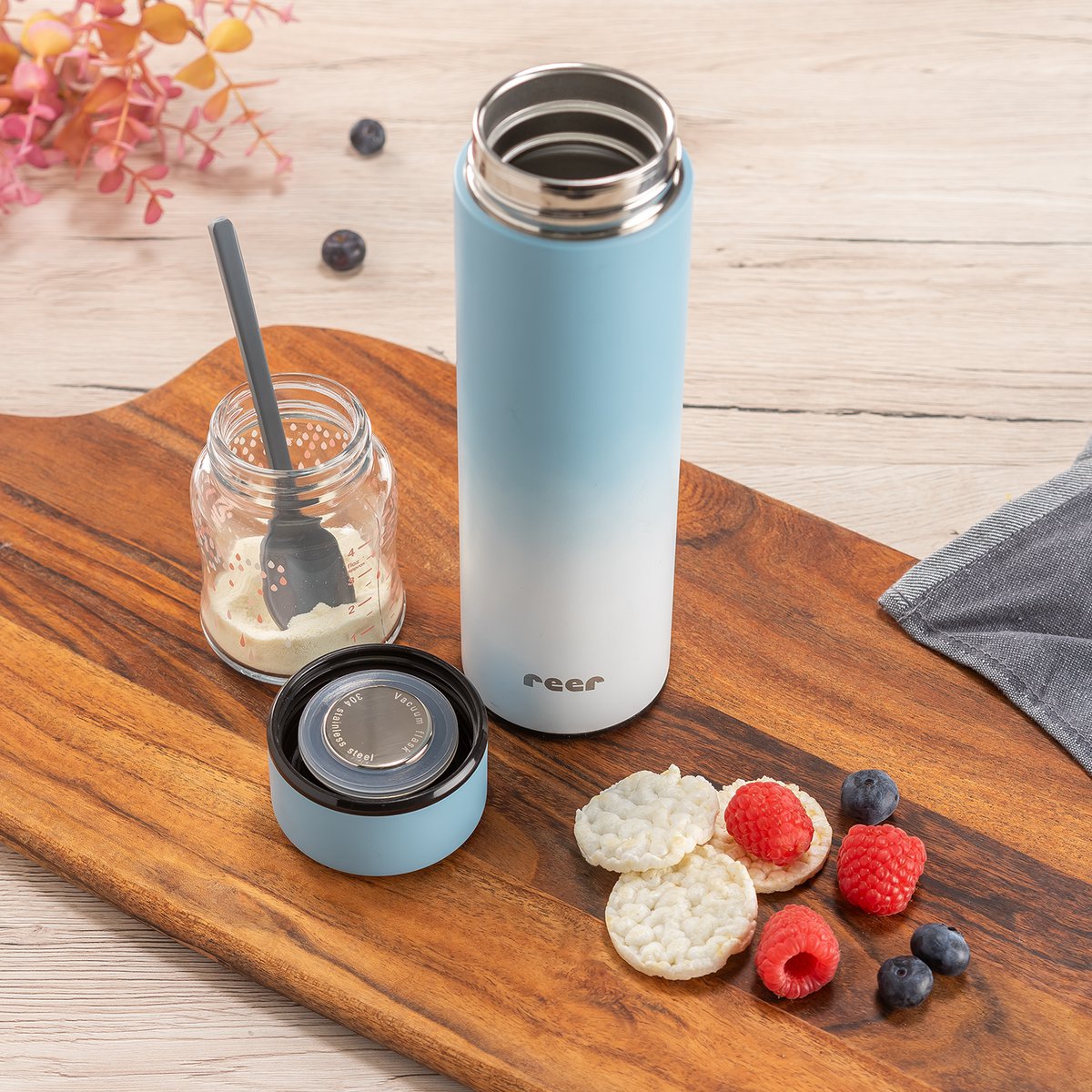 Colour Design stainless steel vacuum bottle, 450 ml, blue