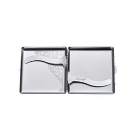 Boîte à Cigarette Métal Etui 20 Cigarettes Métallique Rangement de Cigarettes Porte-cigarettes Argentée Dessin relief Pratique Compact élégante