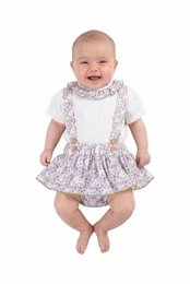 Tutina floreale con camicetta per neonata, lilla