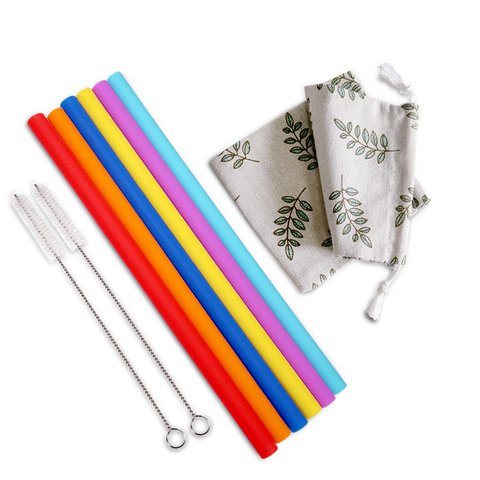 Rietjes (6x) Silicone met 2 schoonmaakborsteltjes Haakaa