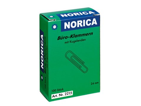 Paperclips Norica 24mm ver- zinkt met kogeleind doos a 100 stuks