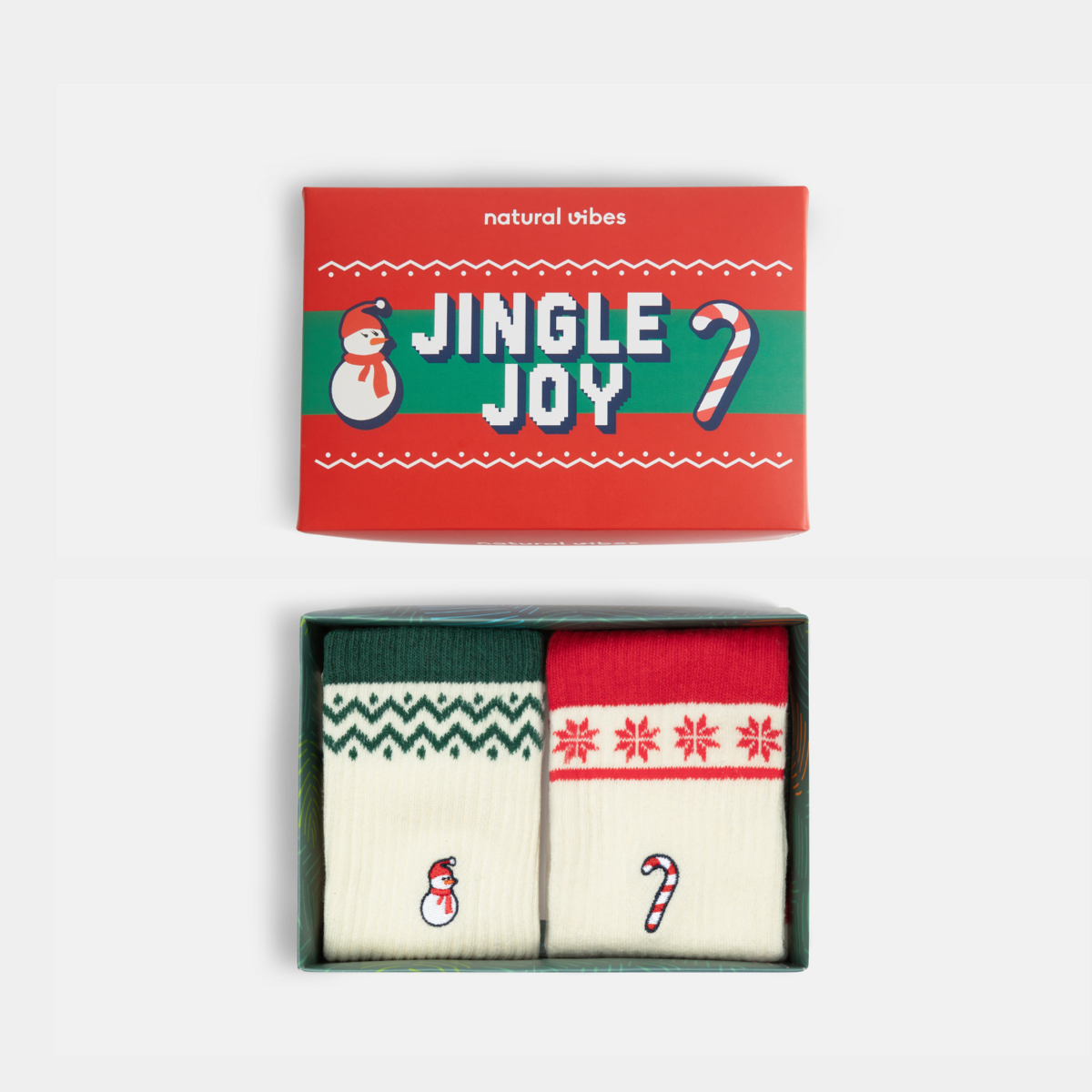 Bio Socken Geschenkset Jingle Joy, 2-Pack - 2 Paar Tennissocken, Xmas, Weihnachten