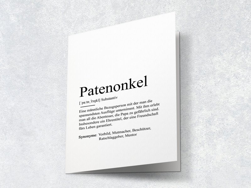 Definitie "peetvader" wenskaart