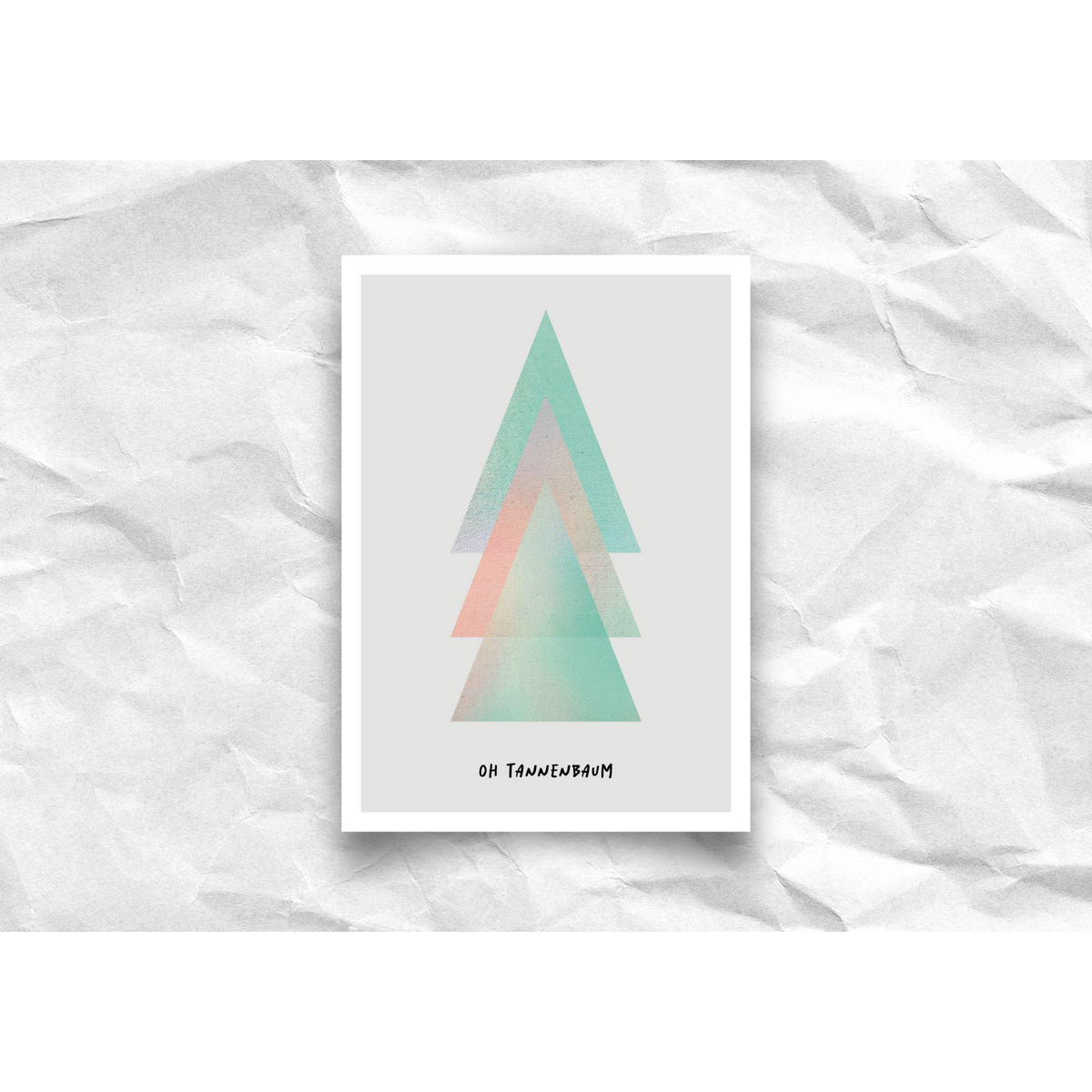Kerstkaart "Oh Christmas Tree" - geometrisch ontwerp, gerecycled papier A6