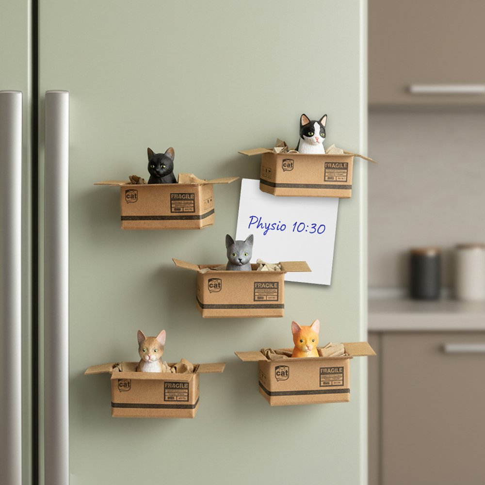 Imán de Gato Hecho a Mano "Brown Tabby" - Mini Caja con Imán de Neodimio